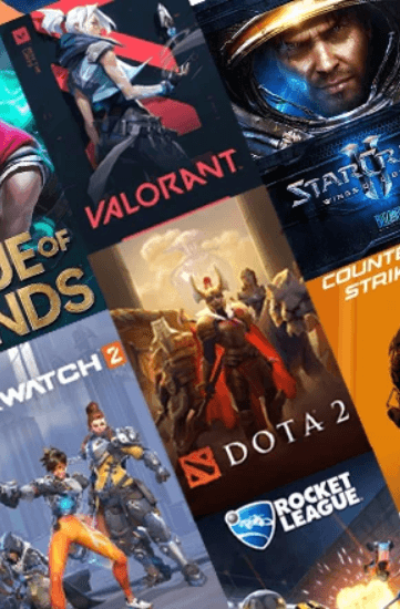 Collage de títulos e-sports populares